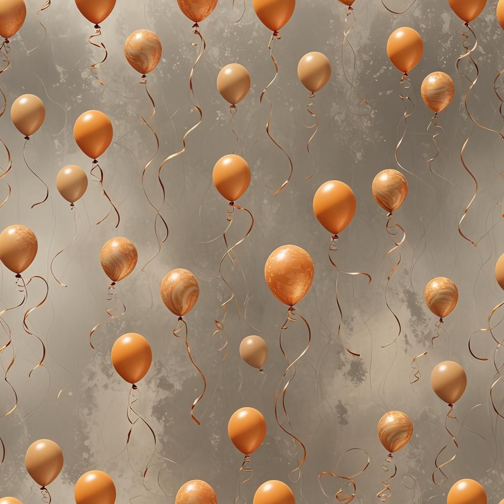 Five Orange Balloons in Detailed Matte Painting