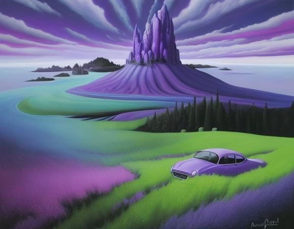 Lada Floats in Surreal Dreamscape: Oil Painting