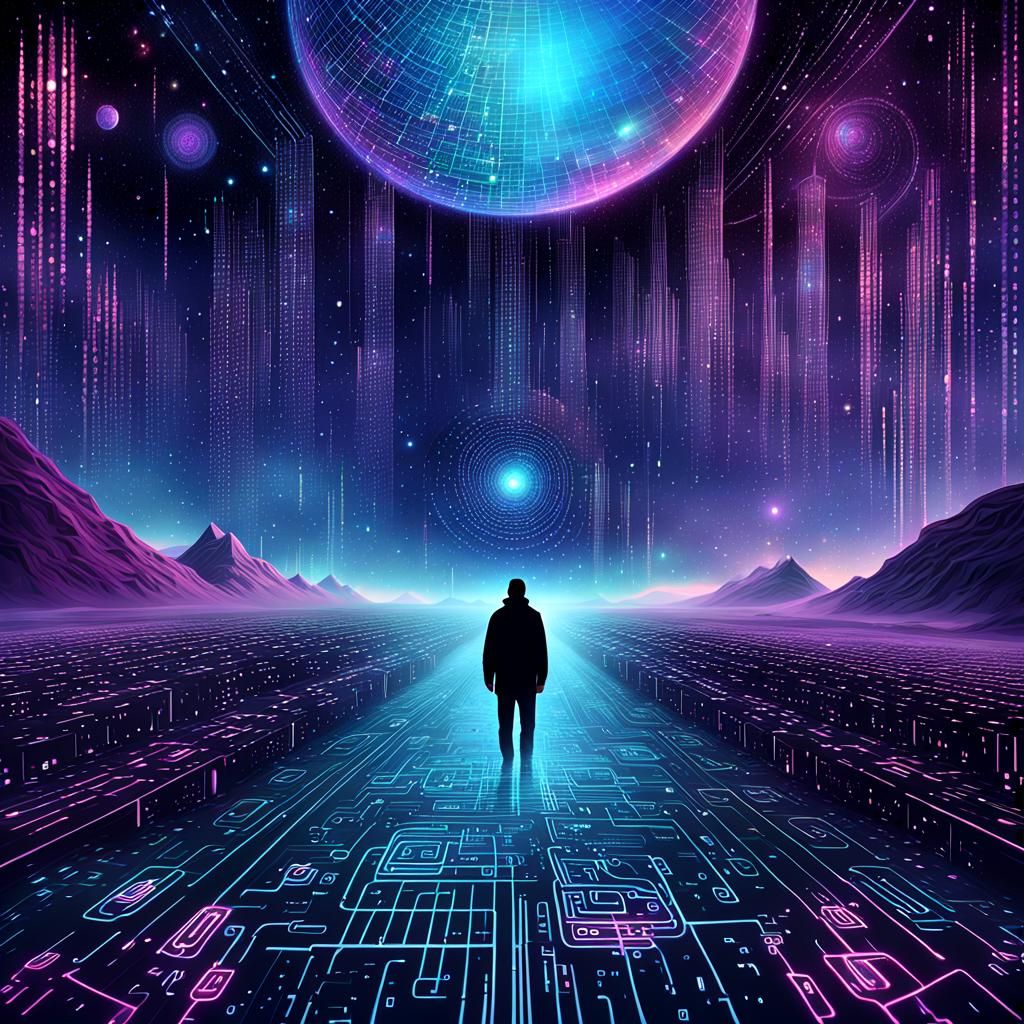 Binary Code Dream holographic cyberpunk galactic spiritual j...