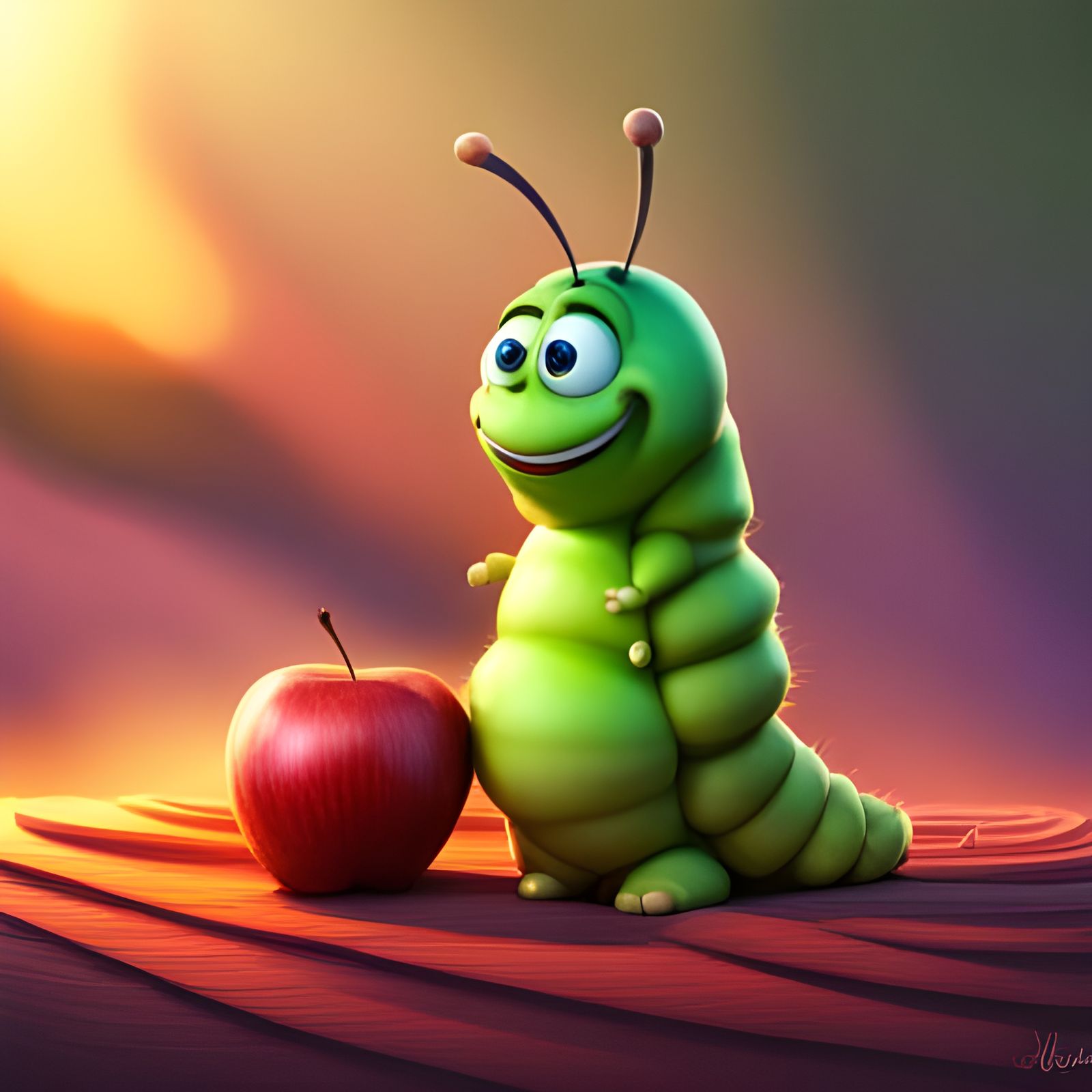 A Caterpillar with His Apple  by @DarkStahl