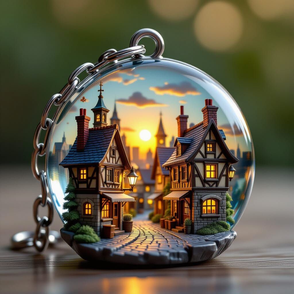Tavernes and Alleys Ultra -realistic product photography , Sunny daylight with shimmering and  look , a miniature Keychain ...  by @BlueSfinx 