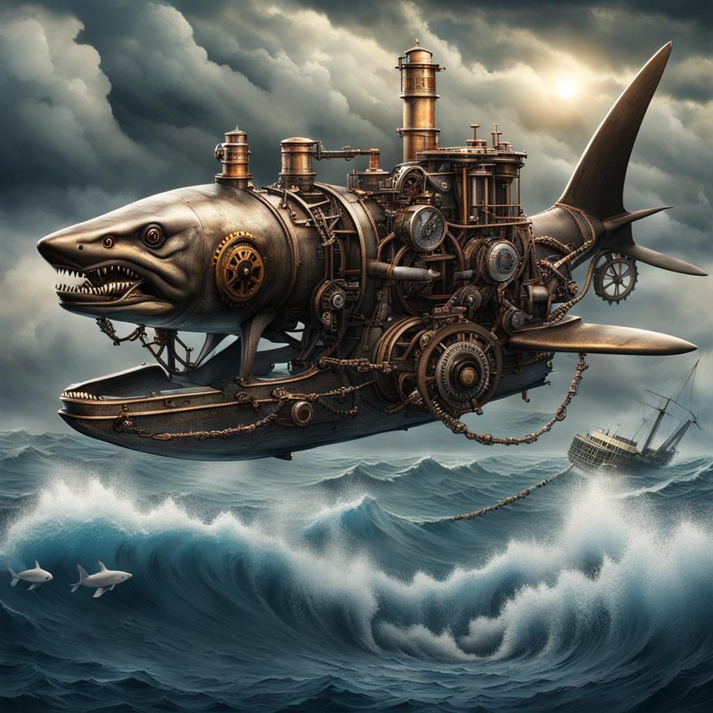 sharknado over the ocean with titanic