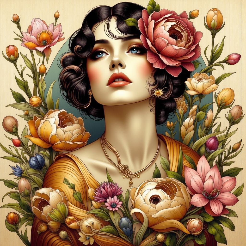 Art deco portrait (7 likes)  by @Telina         