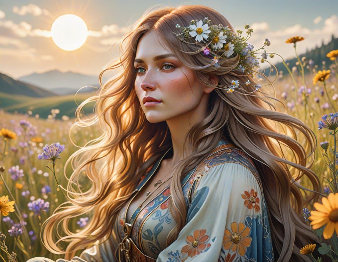 Sitting Among the Wildflowers.  by @Lorendiac H