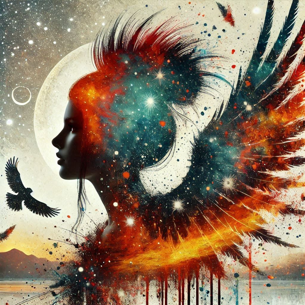 double exposure beautiful fantasy portrait landscape..