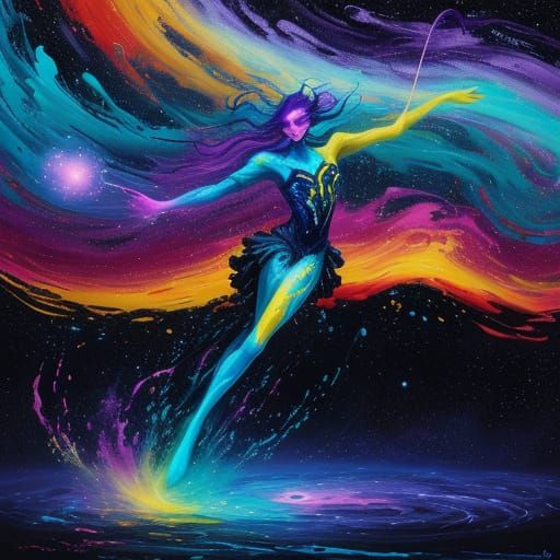 Surrealist Hand Paints Vibrant Cosmic Nebula