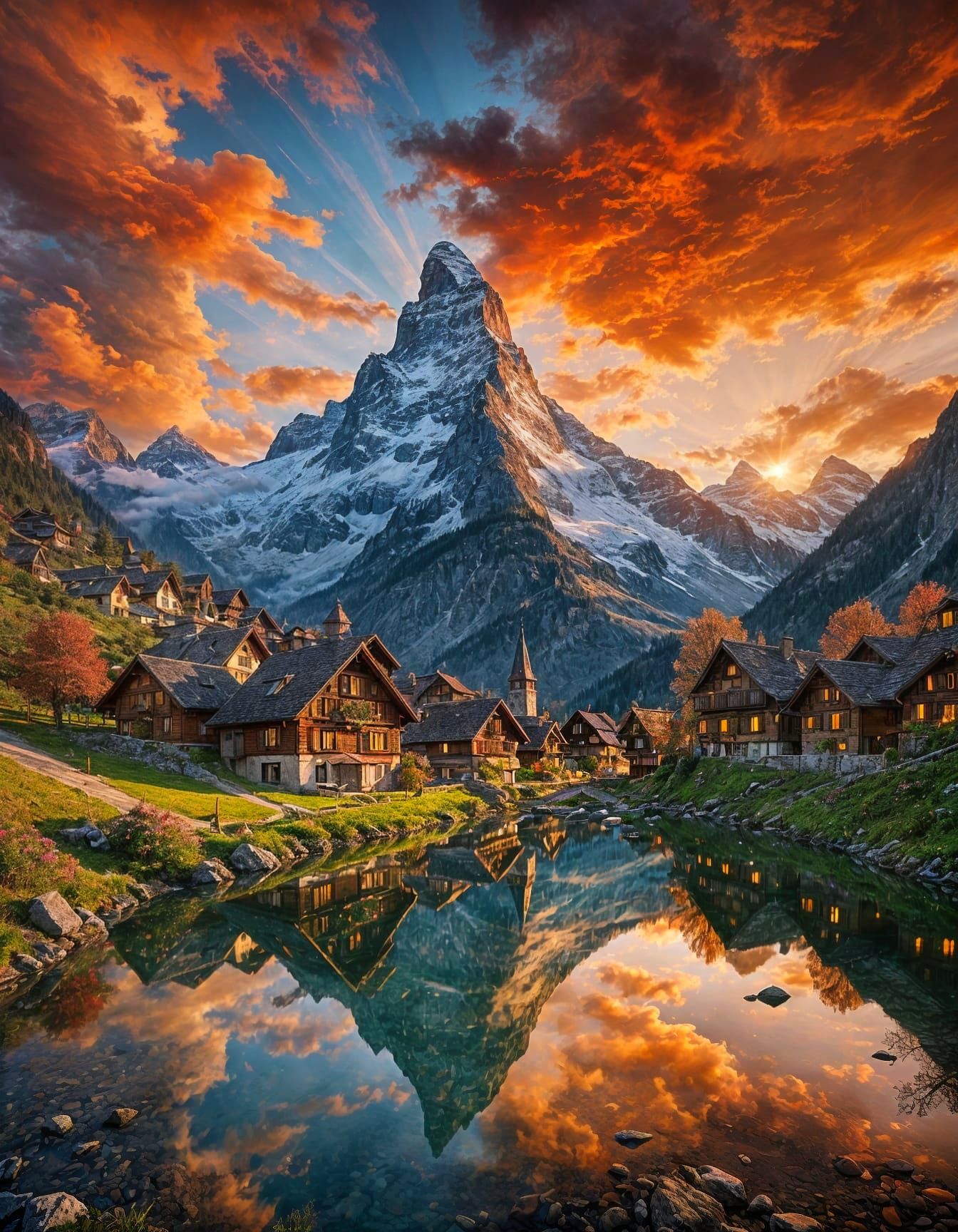 Swiss Alps with Matterhorn  by @NillyBot