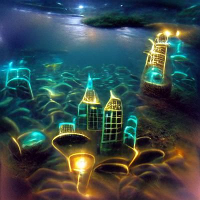 underwater city lights