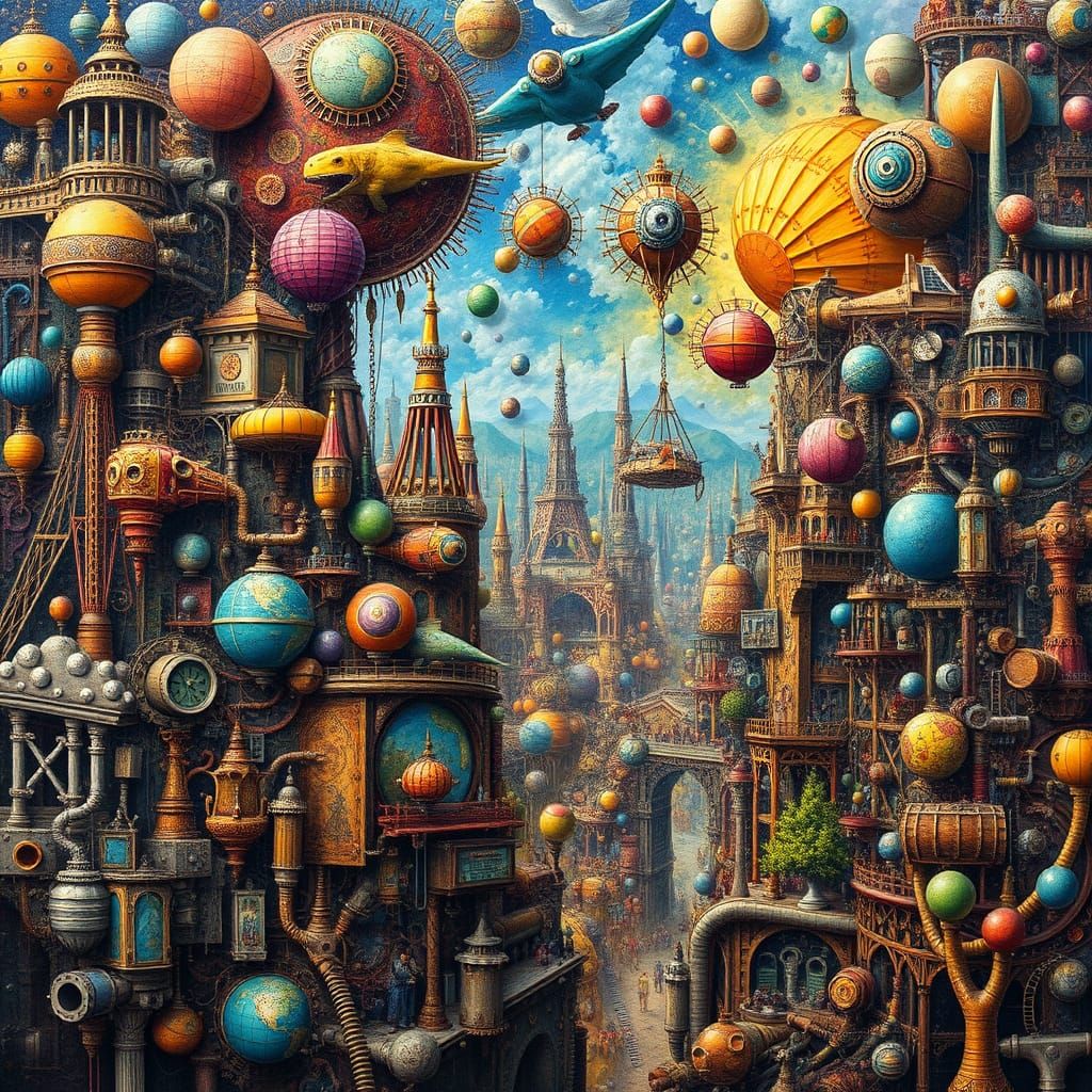 Surreal World Unfolds in Vibrant Oil Painting Style