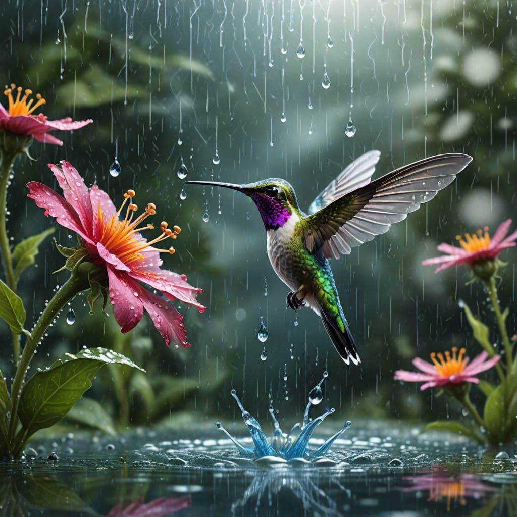 Transparent Surreal Hummingbird in Ethereal Digital Art
This image features a glowing, transparent hummingbird ...  by @NOSHF