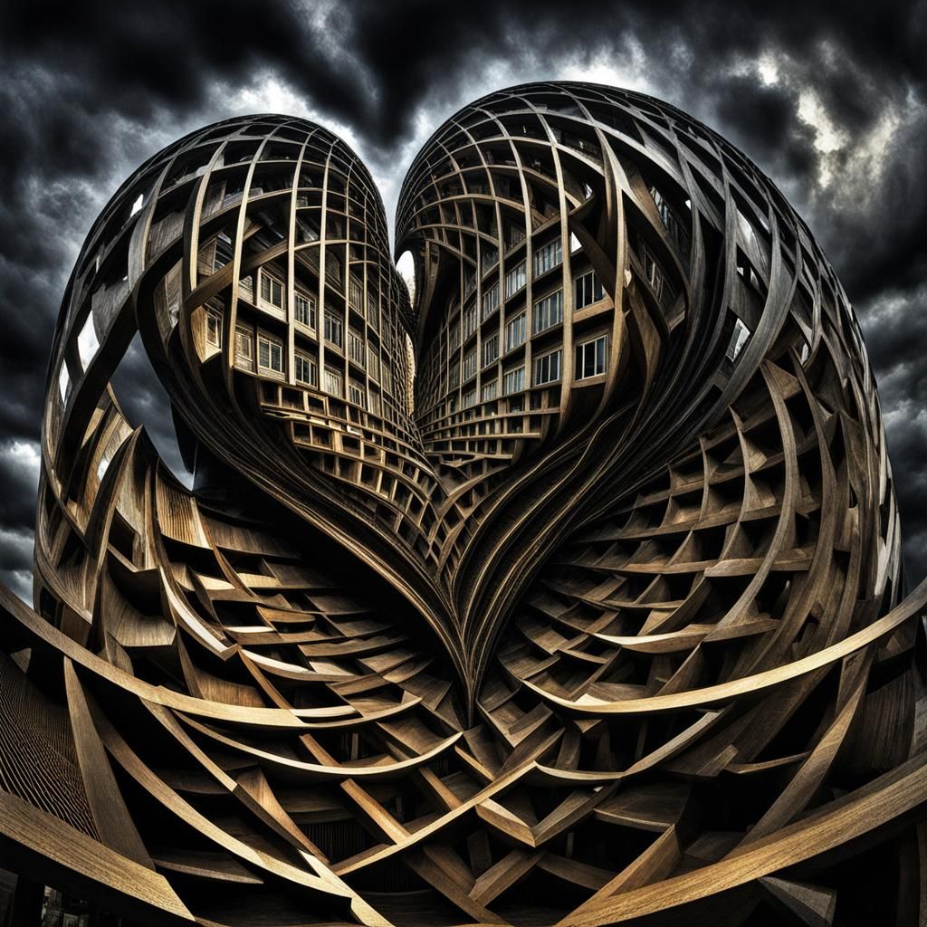 Surreal Heart Illustration in Dark Cel-Shaded Style