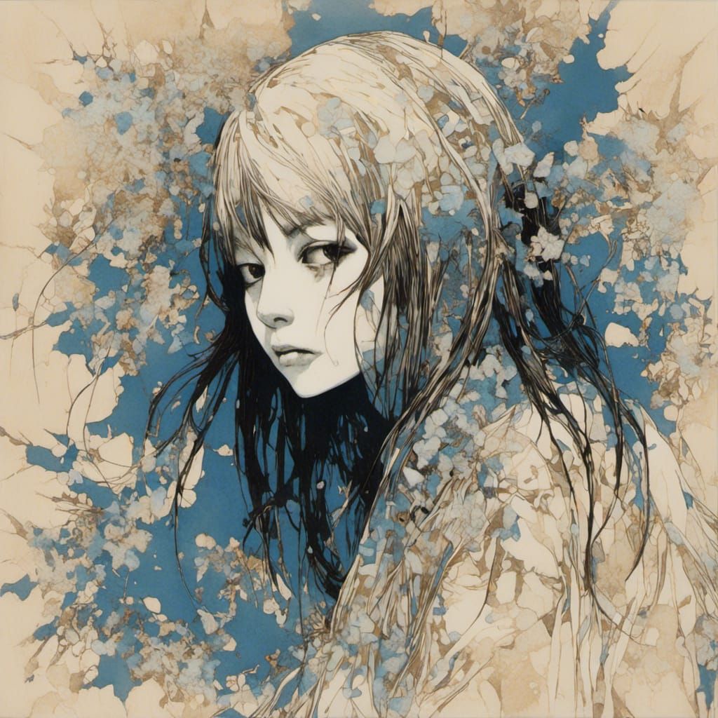 Ikenaga Yasunari Inspired Portrait with Macabre Undertones