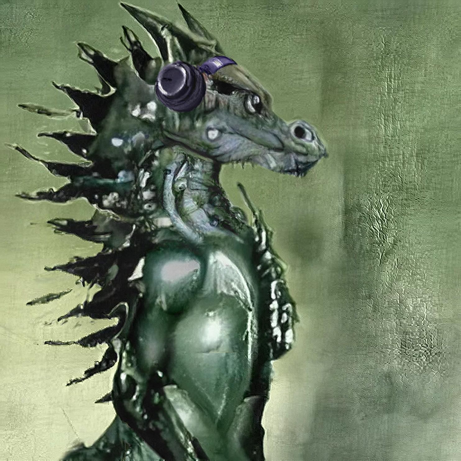 Dragon with Headphones