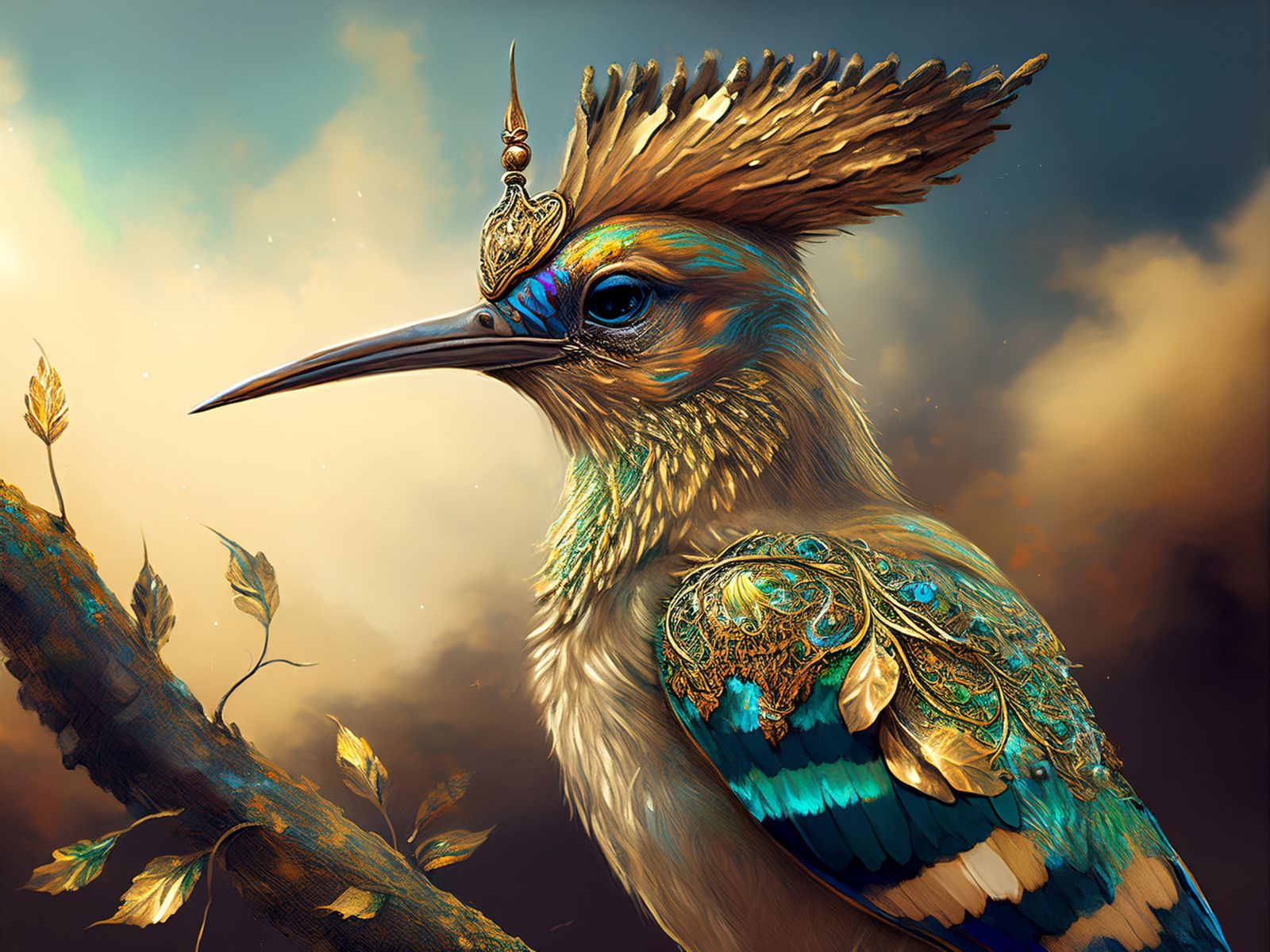 A majestic hoopoe bird,