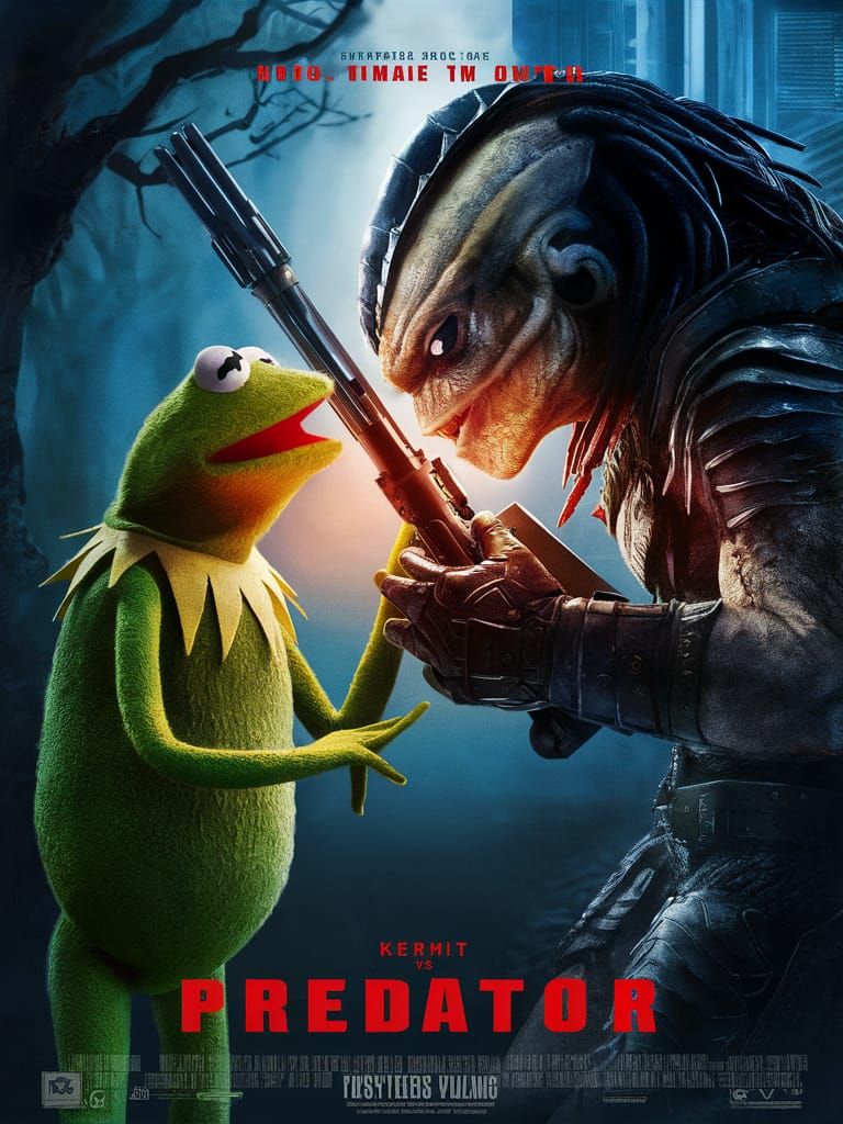 "Kermit vs Predator" movie poster (kermit and The Predator f...