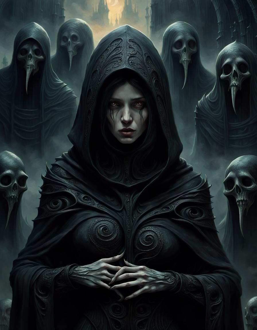 Mysterious Hooded Figure in Dark Fantasy Art