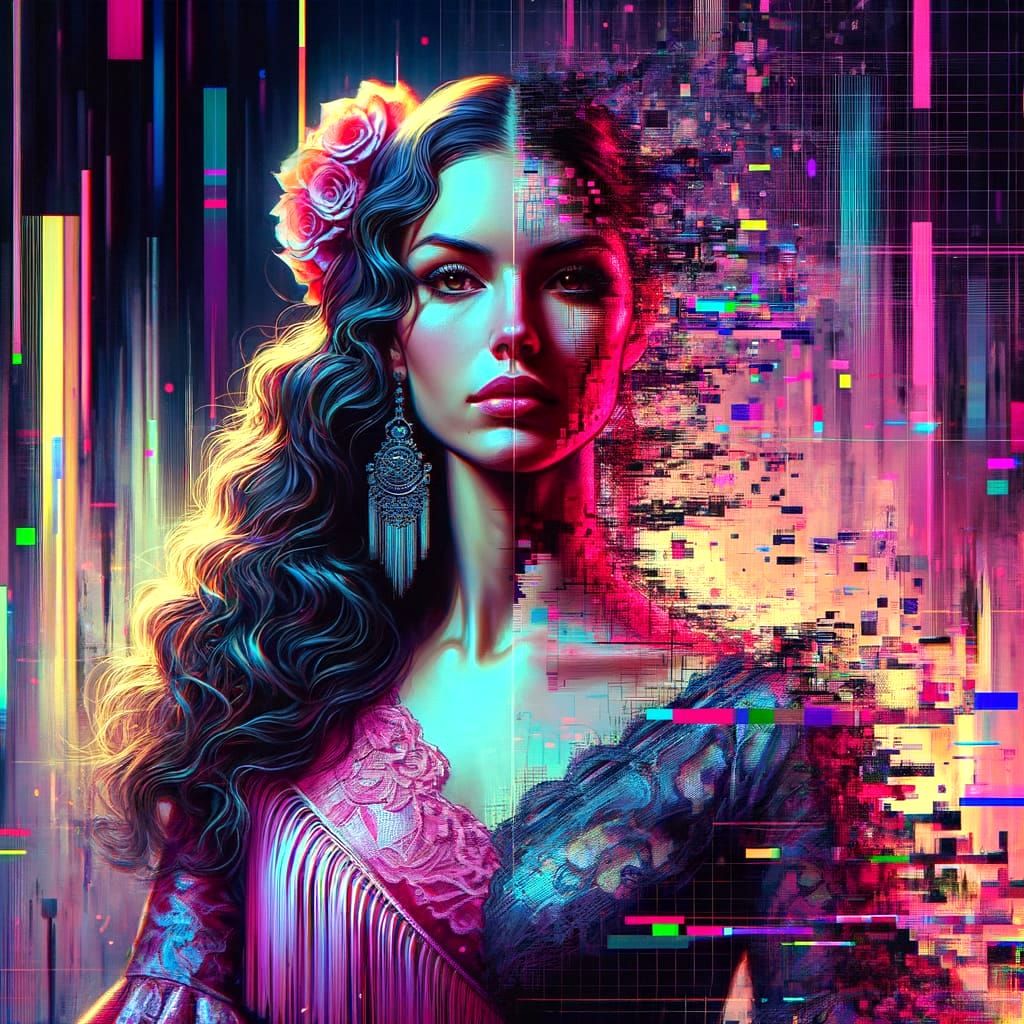 Glitch-art style portrait  by @Zand