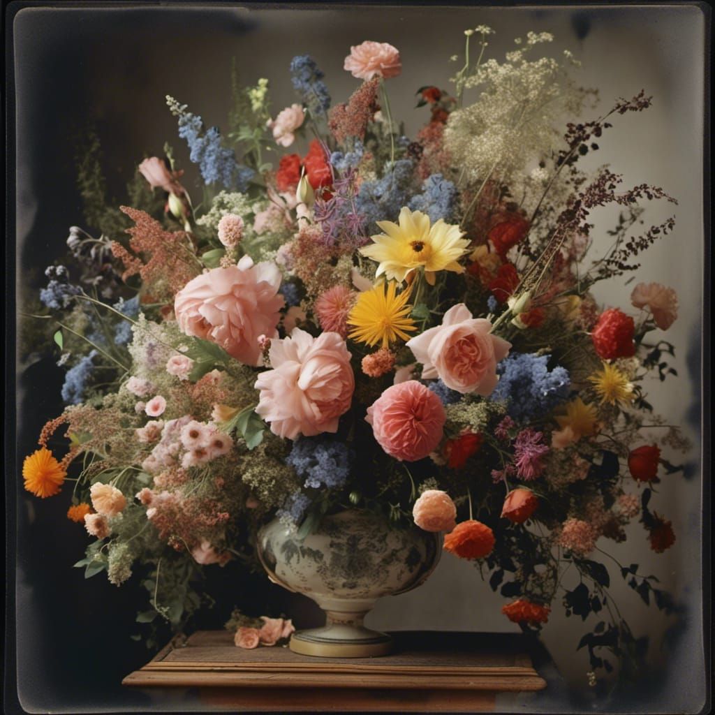 huge flower bouquet exploding in all directions, photorealis...