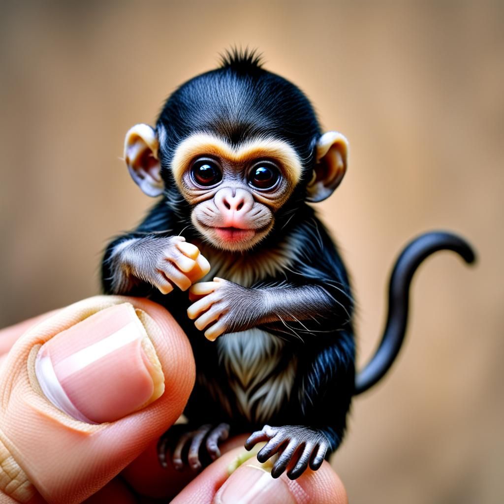 The most adorable little finger monkey on a human finger