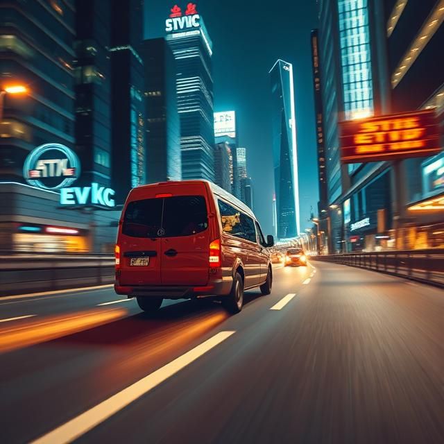 High-Speed Van at Night.