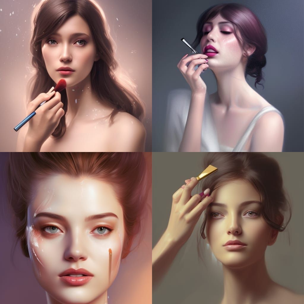 Women applying makeup