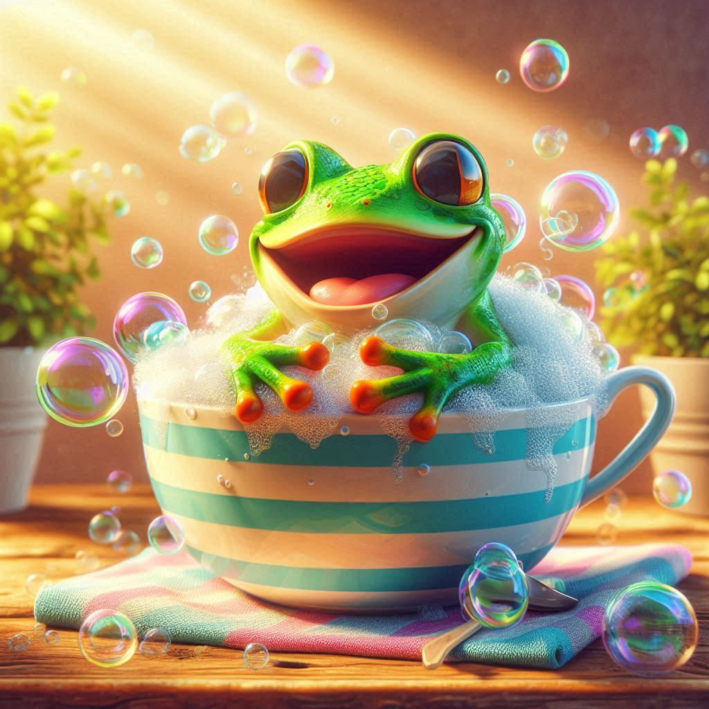 Frog in his bath