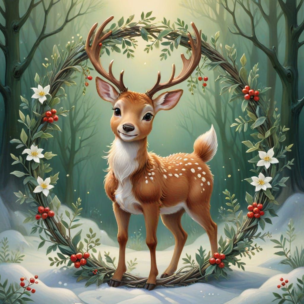 Christmas Wreath of Mistletoe and Adorable Cuteness  by @KLP-Magick