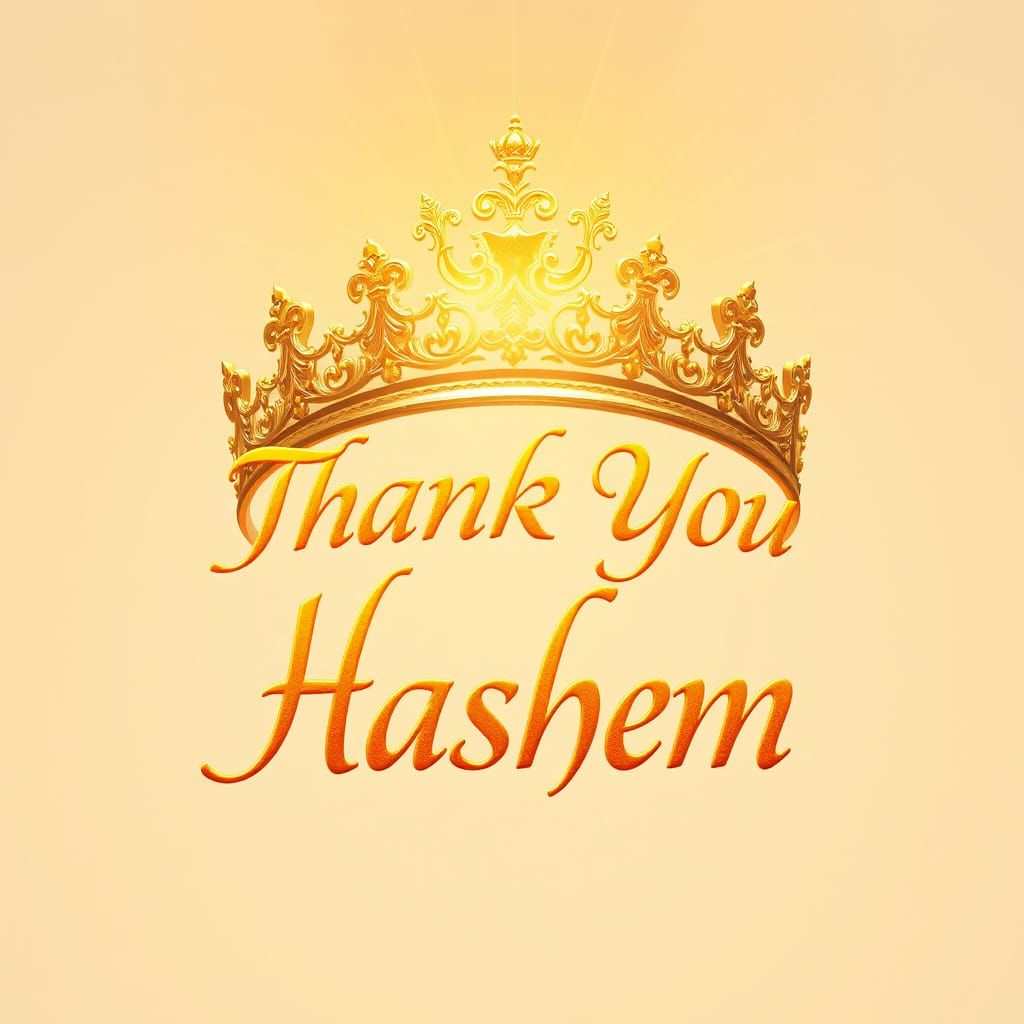 Golden Crown Illuminates Hebrew Calligraphy of Gratitude