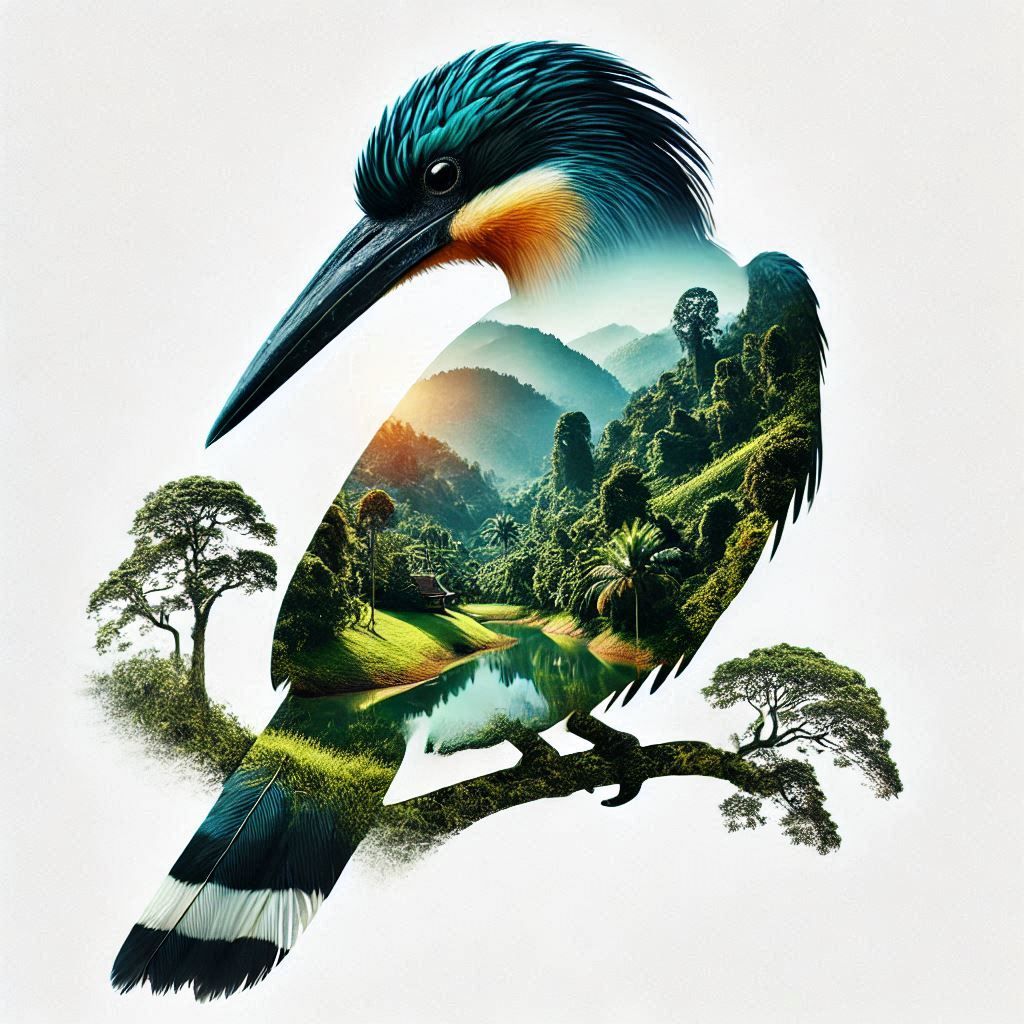 double exposure beautiful fantasy DALL-E 3 portrait landscape..