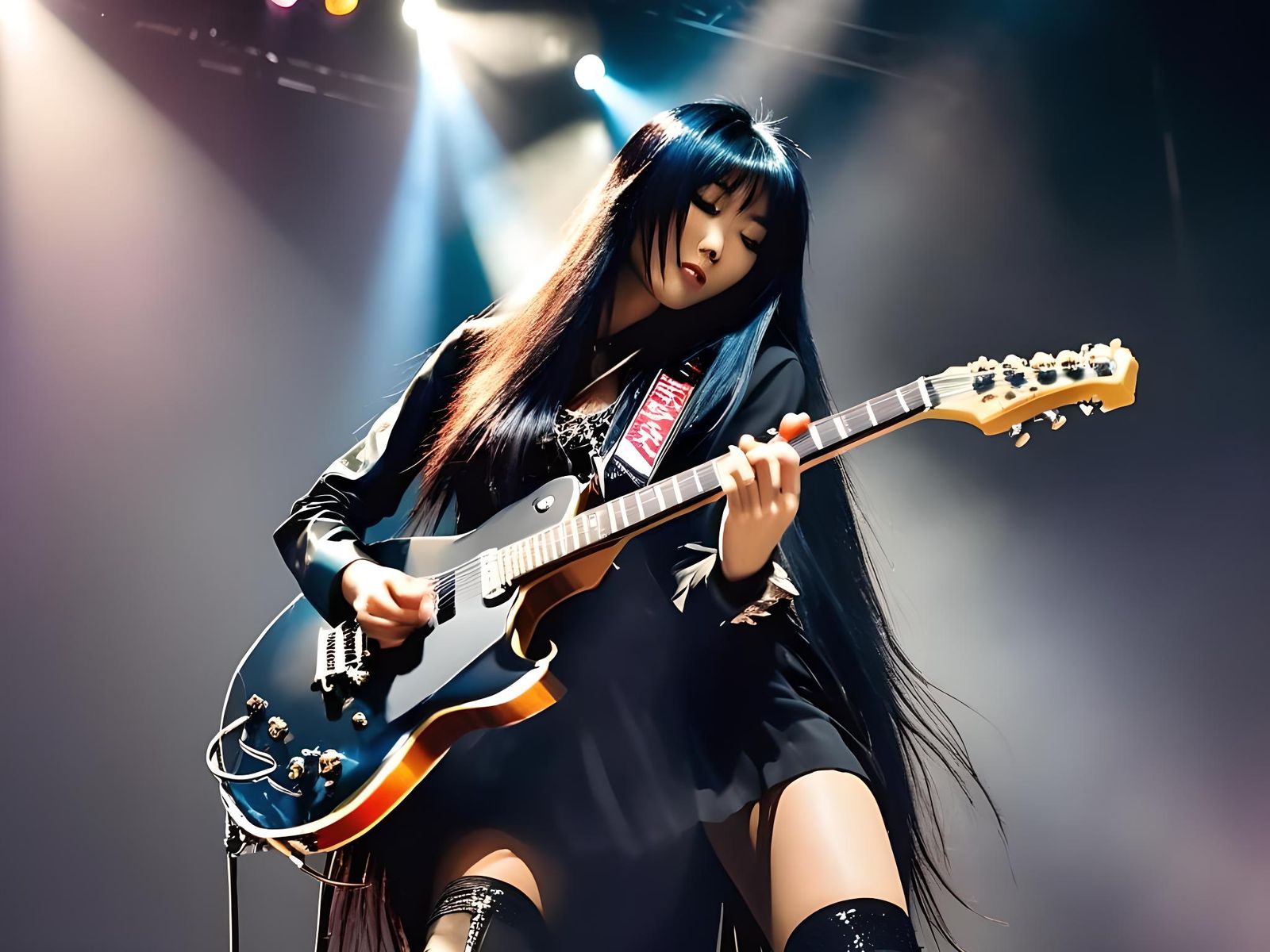 Guitar player in all-girl Japanese metal-ai band 