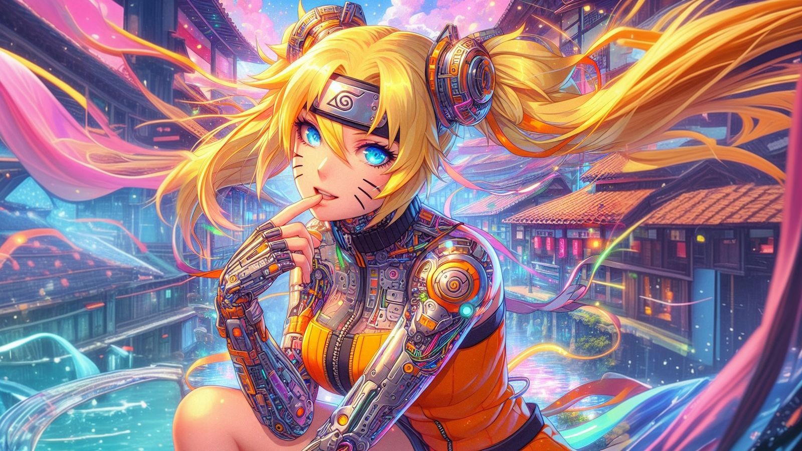 anime Beatmania IIDX artwork illustration female naruto, hea...