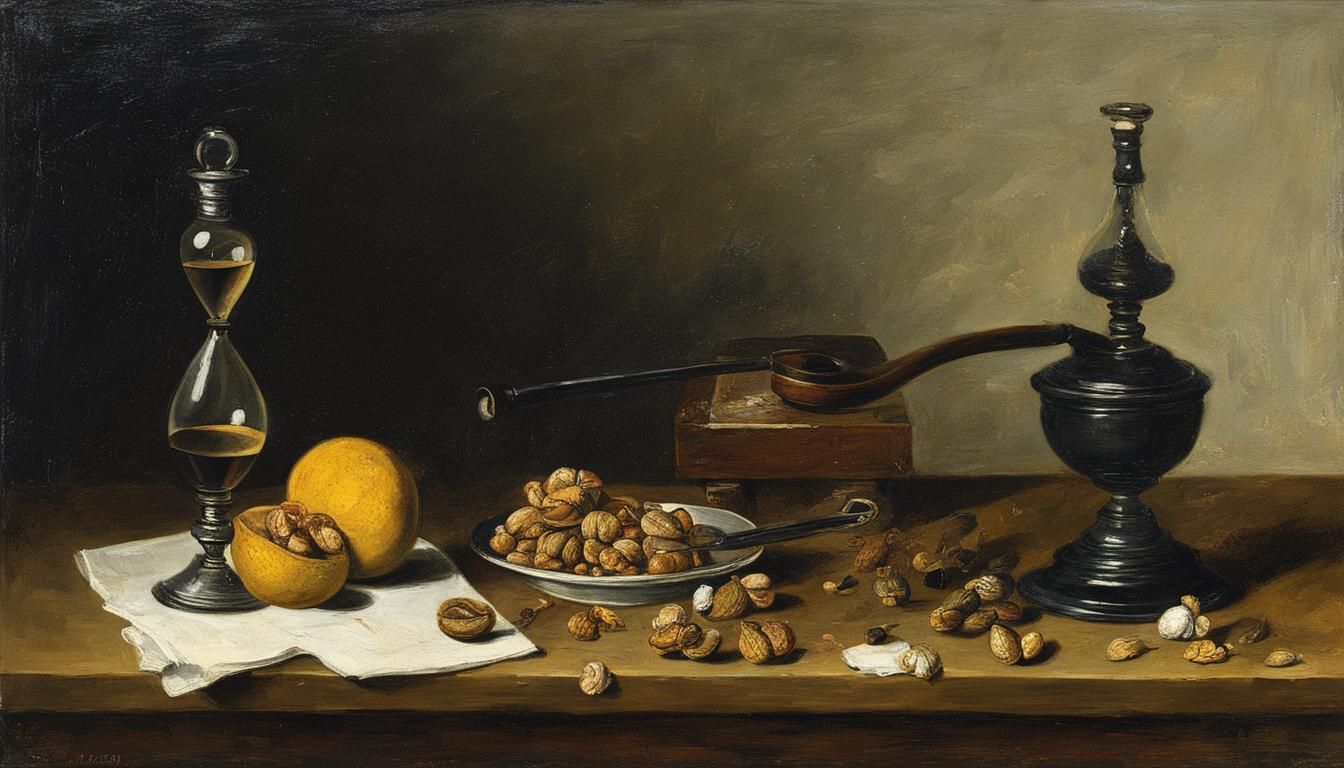 Still Life With Wallnuts, A Pipe And Hourglass
Miguel Parra
...