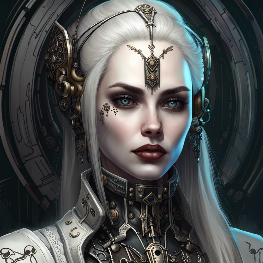 Portrait of a beautiful pale gothic maiden, warhammer 40000, cyberpunk ...
