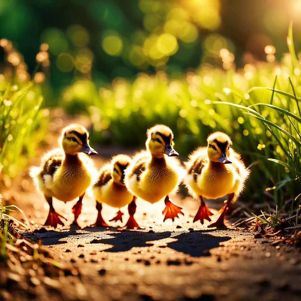 🦆Four ducklings on a walk🦆  by @FandaPanda