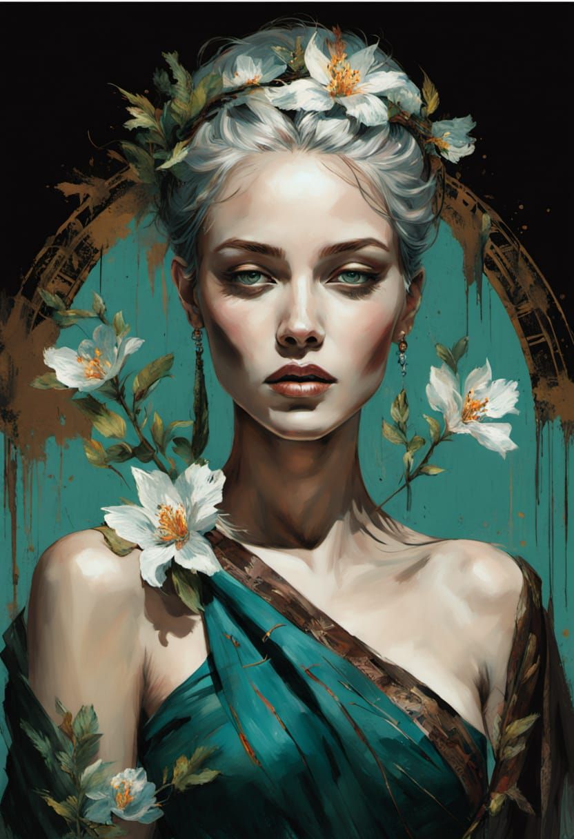 Ethereal Goddess with Floral Crown and Ritual Paint