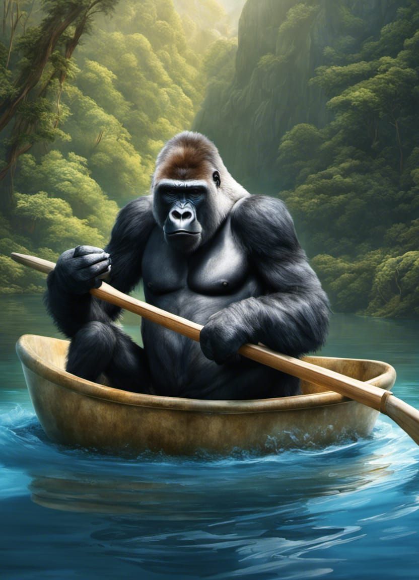 a gorilla sitting in a bathtub AI Generated Artwork NightCafe Creator