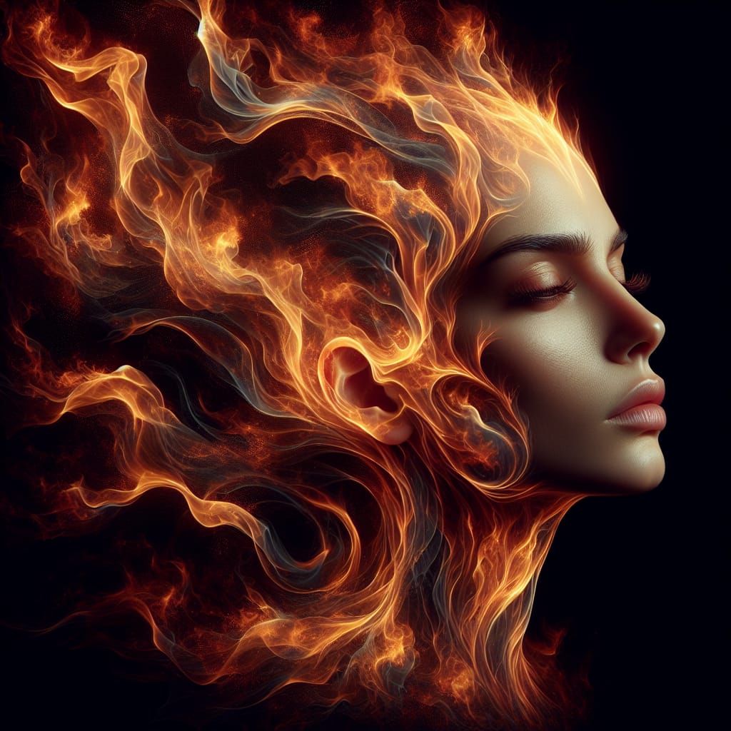 Fiery Portrait 2  by @Glasswalker33