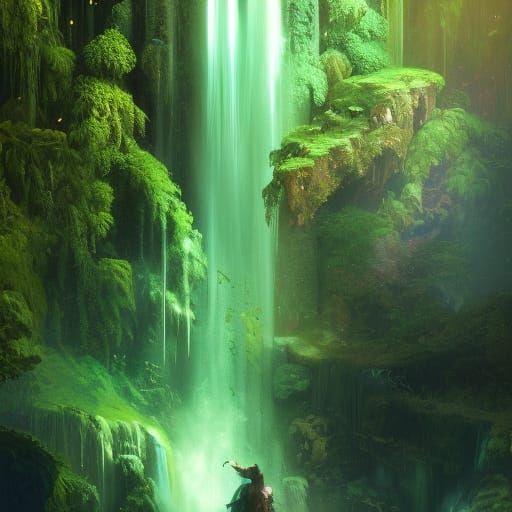 Green waterfall in matrix  undefined