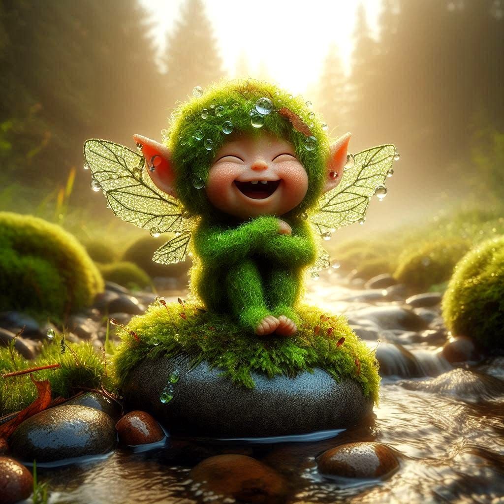 moss fairy by the brook