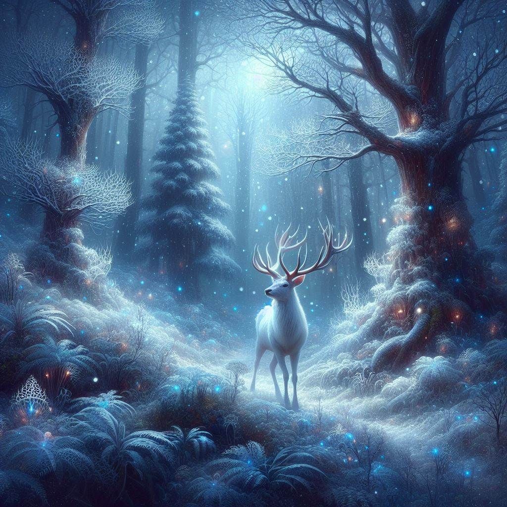 A Beautiful White Stag in an Enchanted Forest #2