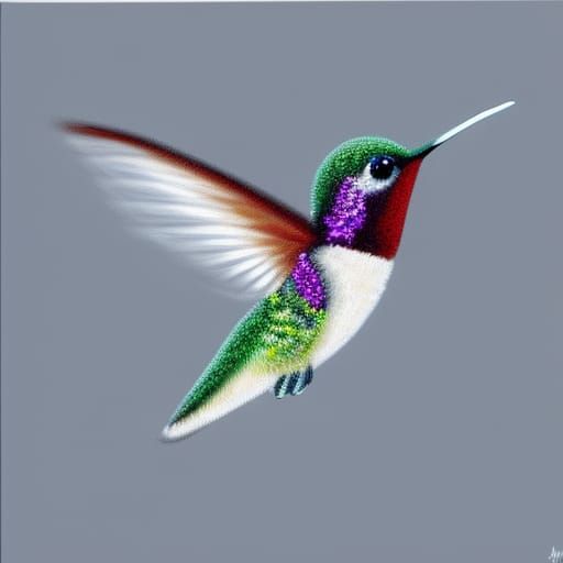 highly detailed, vibrant portrait of a magical cute hummingb...