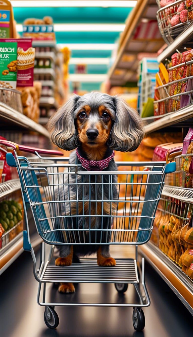 Dog shopping for groceries - AI Generated Artwork - NightCafe Creator