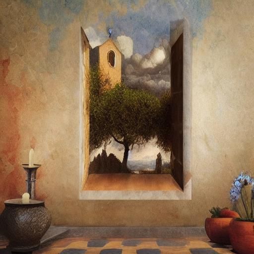 Surreal Italian Church Fresco in Dali Style