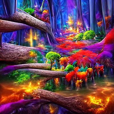 Cinematic view of an unlimited magical forest amazing beauti...