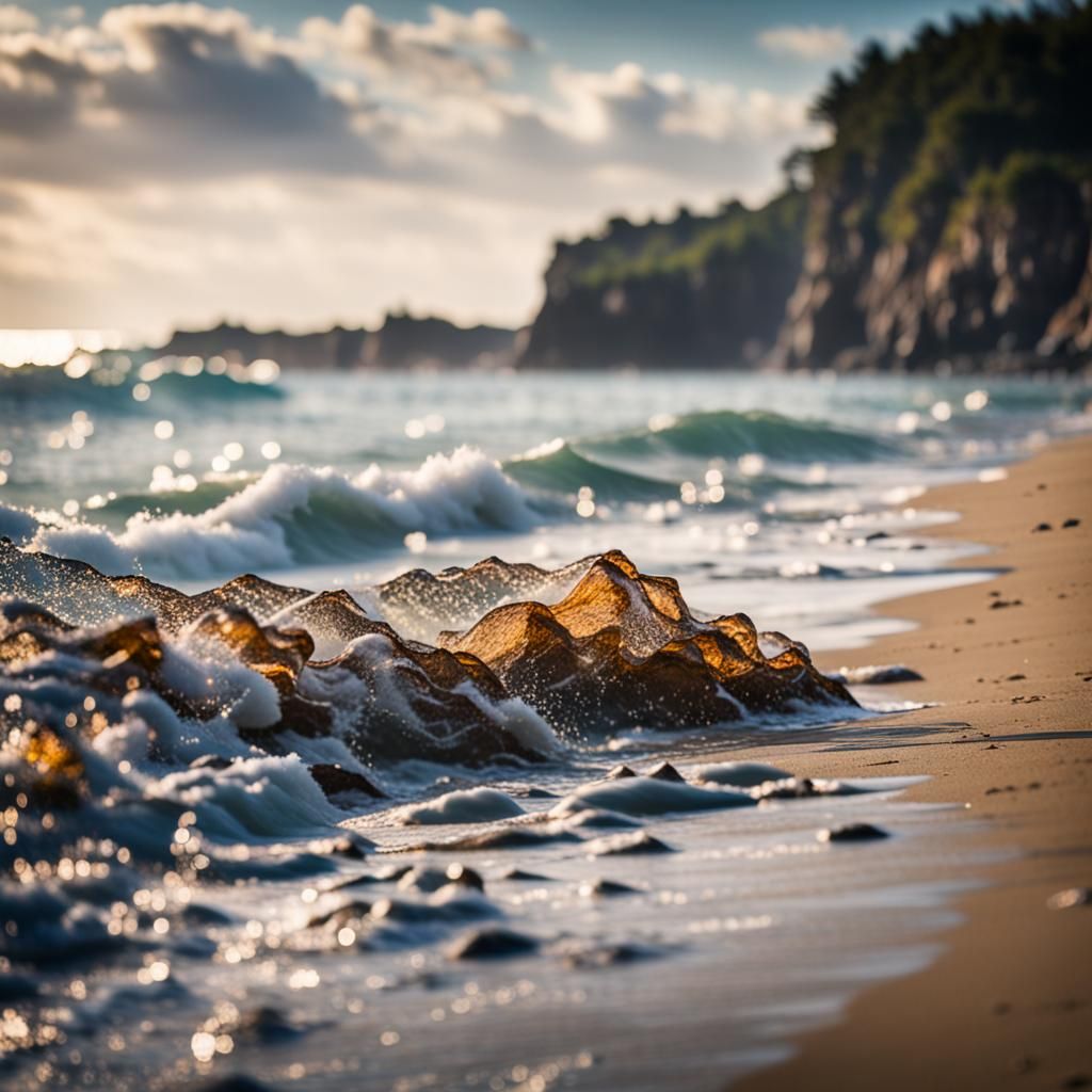 Beautiful Shoreline With Waves 