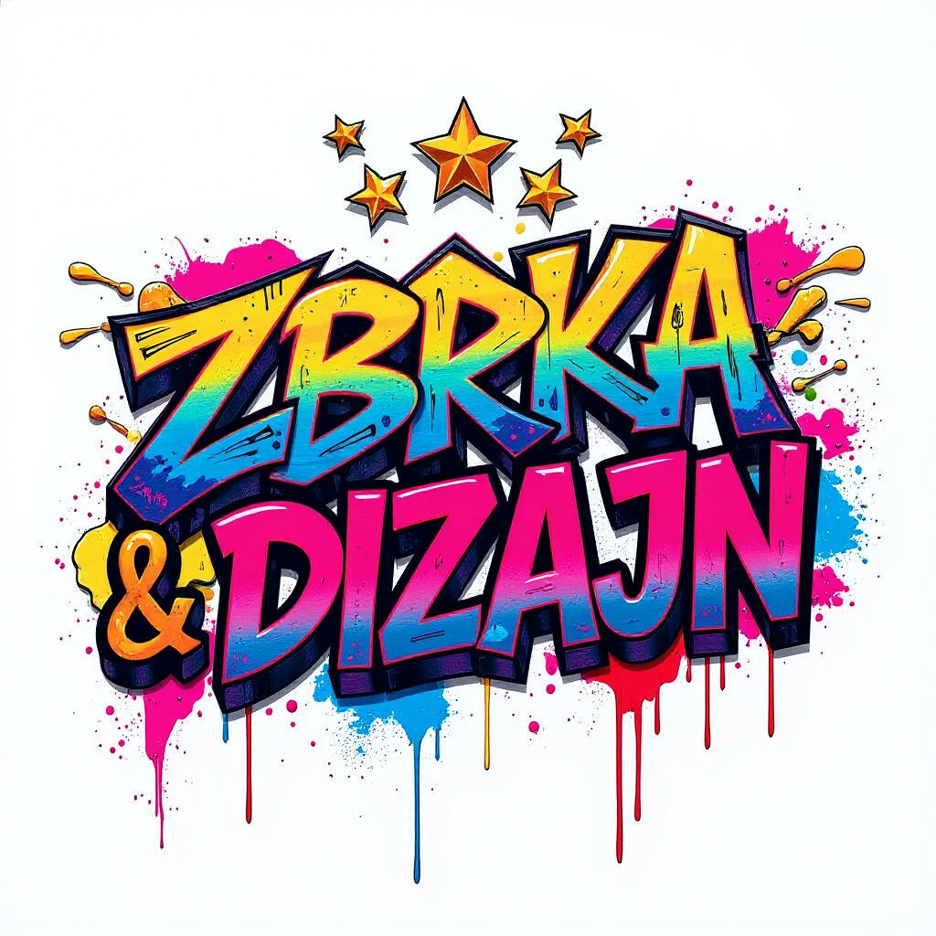 Vibrant 3D Graffiti Logo with Stars in Digital Art Style