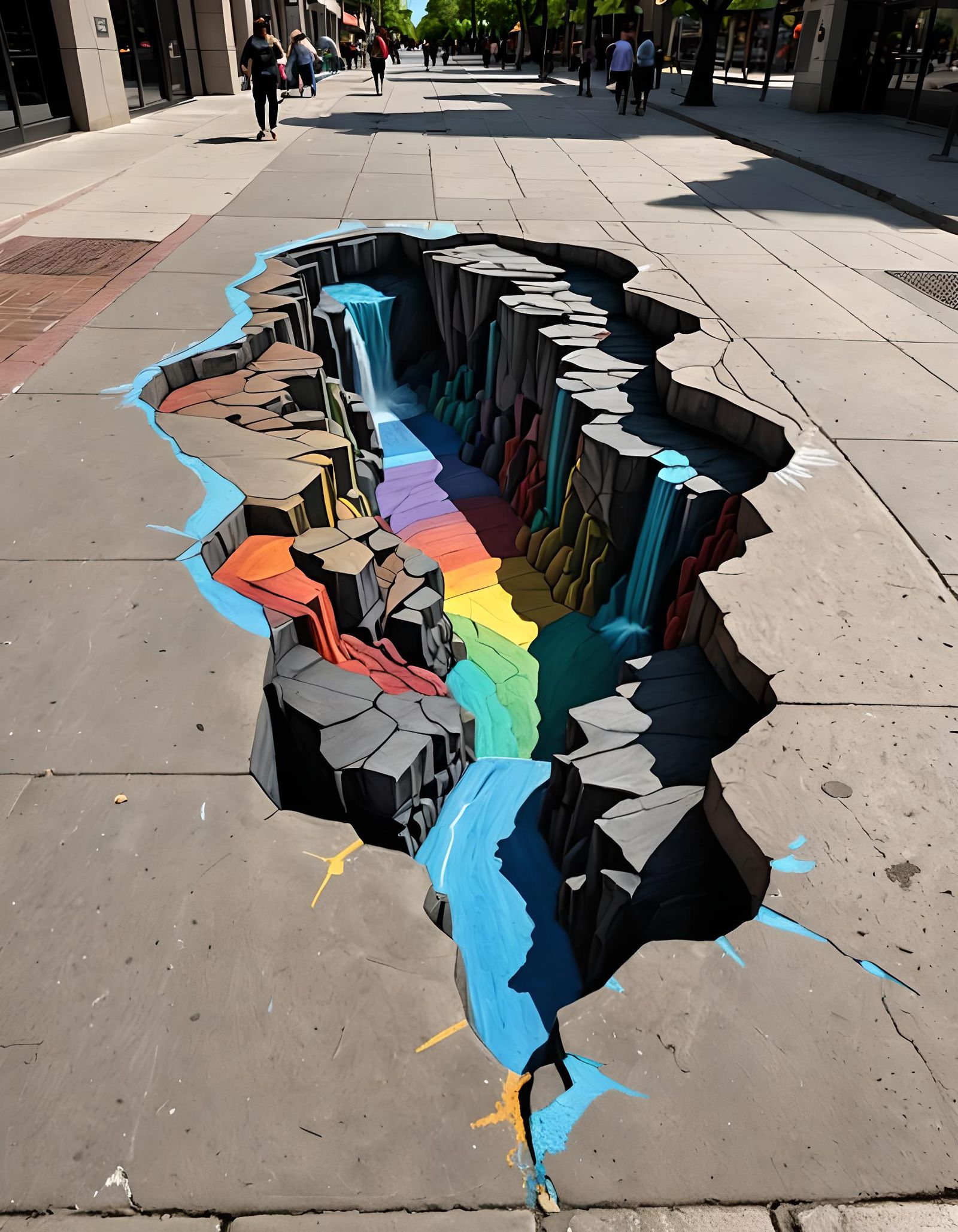 3D chalk art chasm  by @Ria Carrma