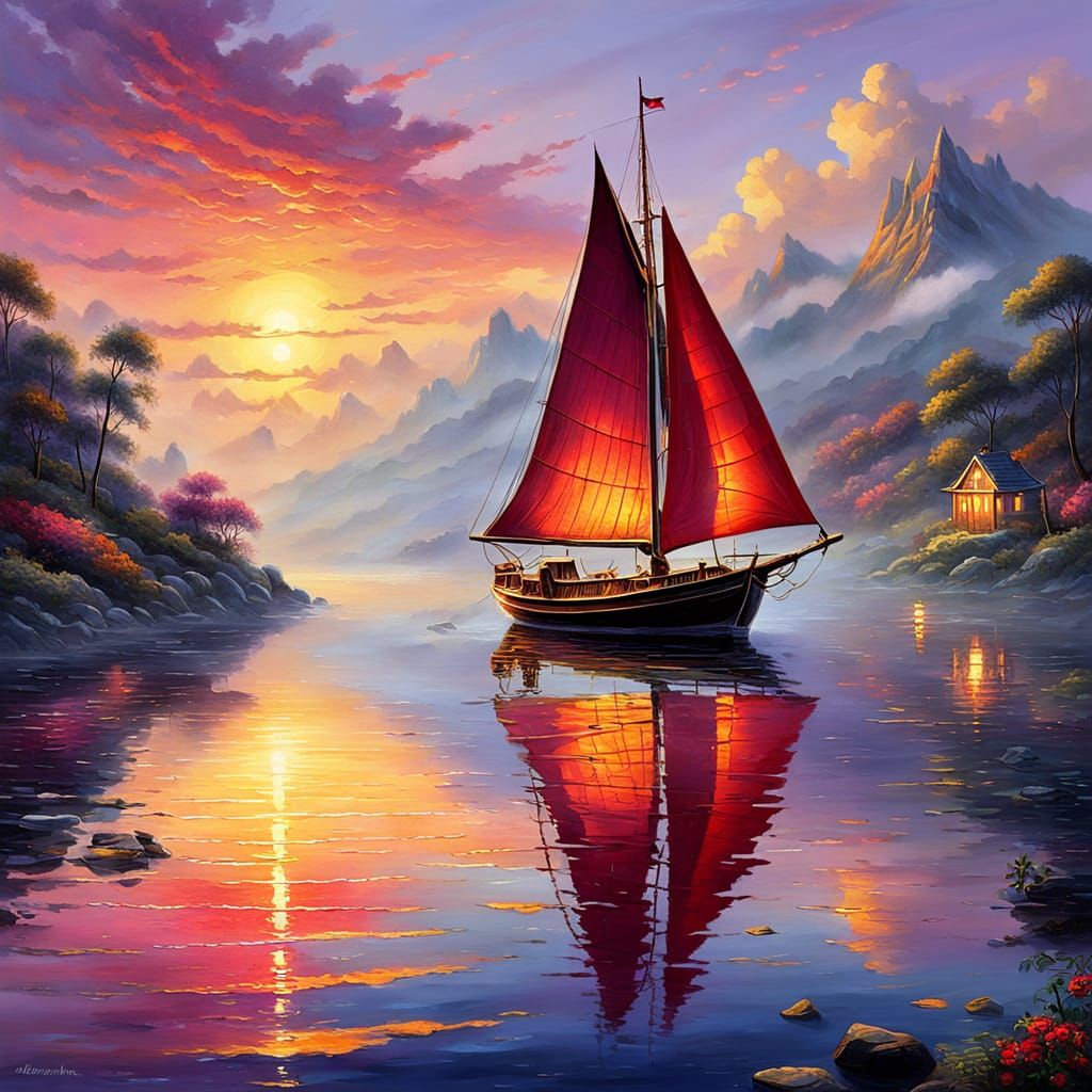 a beautiful and serene sea in a golden and dramatic sunset,