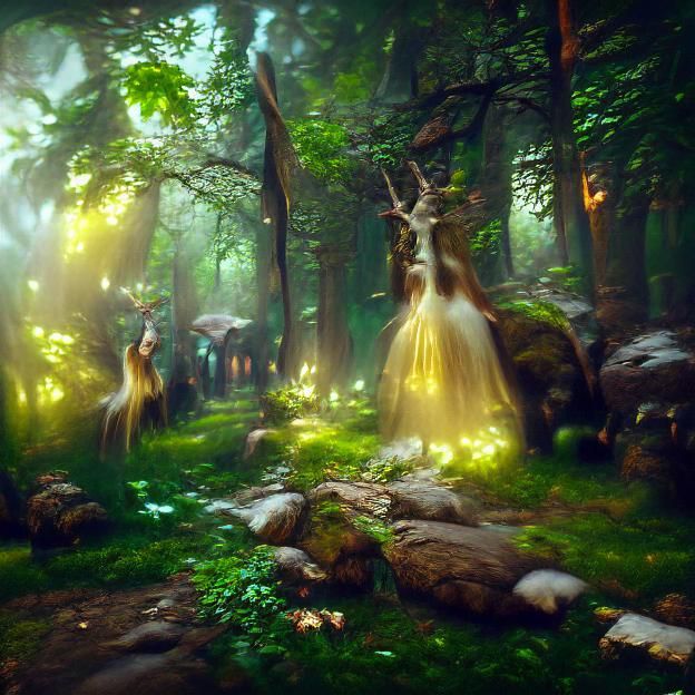 Mysterious beautiful fairy elven forest beautifully lit Albert ...