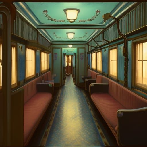 Orient Express Interior in Wes Anderson Style